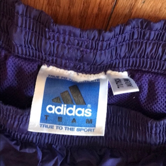 Adidas Team Issue Purple/White Nylon Track Pants M - Picture 2 of 5